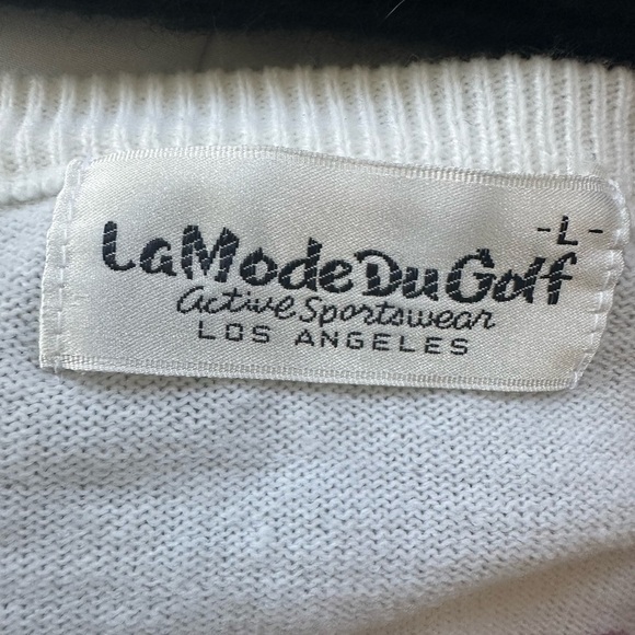 Vintage 70s 80s La Mode Golf Tennis Argyle Sweater Cashmerlon Size Large - Picture 5 of 7